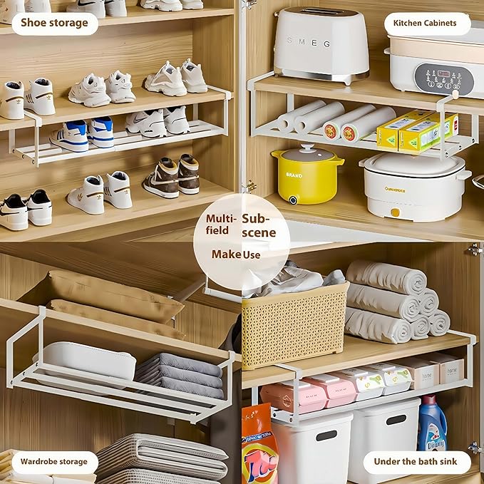 Expandable Shoe Rack, Retractable Shoe Rack, Adjustable Under Cabinet Shoe Organizer for Closet(2white)-NeatNest