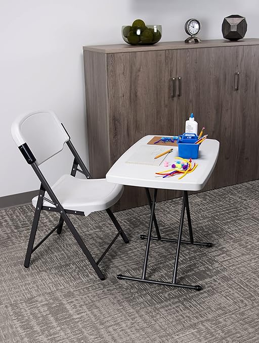 Iceberg Small Camping Personal Folding Table, Heavy Duty Utility Table, Adjustable Height, Platinum, 19.5” L x 30” W x 28" H-NeatNest
