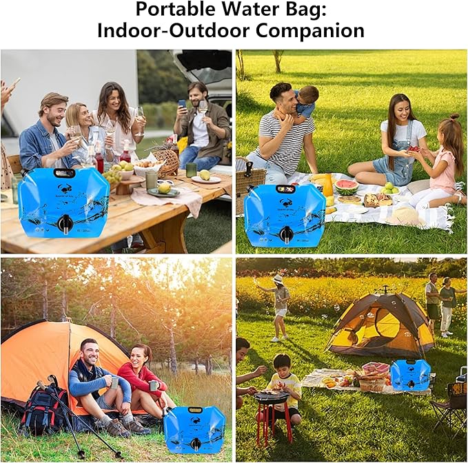 Collapsible 8L Water Storage Bag, BPA-Free Portable Folding Water Jug with Adjustable Faucet, Leakproof Emergency Water Bag for Camping, Hiking, Riding, Outdoor Sport (Blue, 2)-NeatNest