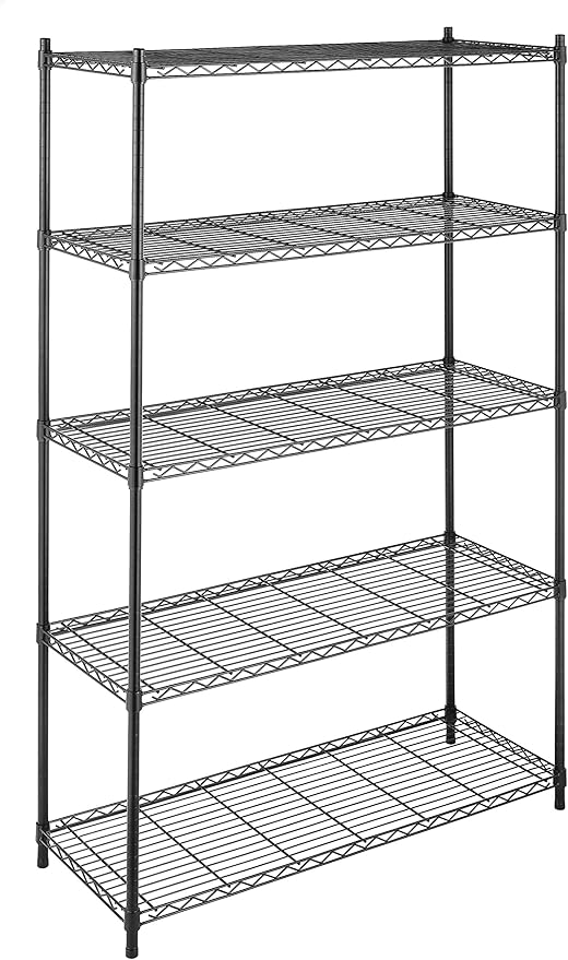 Whitmor Supreme 5 Tier Adjustable Shelving - 500 Pound Weight Capacity Per Shelf - Leveling Feet-NeatNest