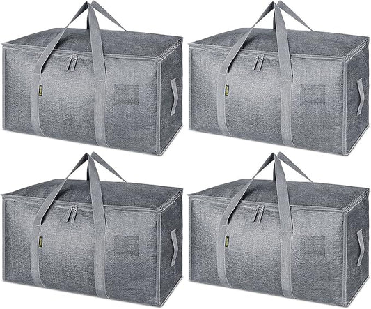 BALEINE 4-Pack Oversized Moving Bags with Reinforced Handles, Heavy-Duty Storage Tote for Clothes, Moving Supplies (Winter Grey, 4-Pack)-NeatNest