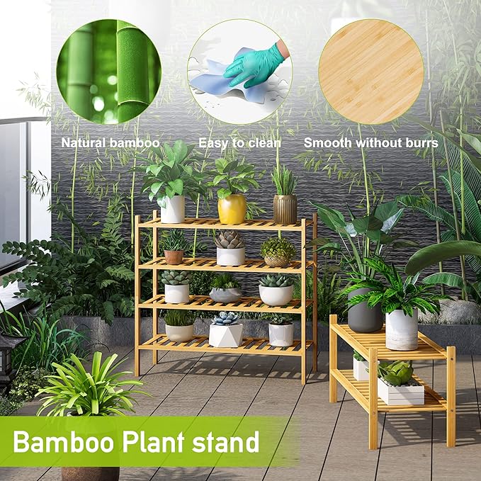 BMOSU 4-Tier Bamboo Shoe Rack Premium Stackable Shoe Shelf Storage Organizer for Hallway Closet Living Room Entryway Organizer (Natural Bamboo)-NeatNest