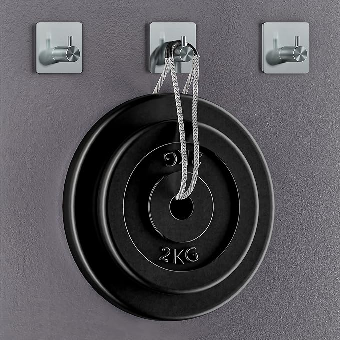 Brushed Nickel Self Adhesive Towel Hooks for Bathroom Wall Door Mounted - SUS304 Stainless Steel Strong Strips Stick on 3M Wall Hooks for Hanging Coat, Hat, Bag, Key, Jacket – 8 Pack-NeatNest