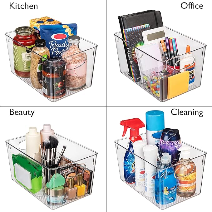 ClearSpace Plastic Storage Bins With lids, 4 Pack – Perfect Pantry Organization and Storage – Fridge Organizer, Pantry Storage Containers and Storage Bins, Cabinet Organizers-NeatNest