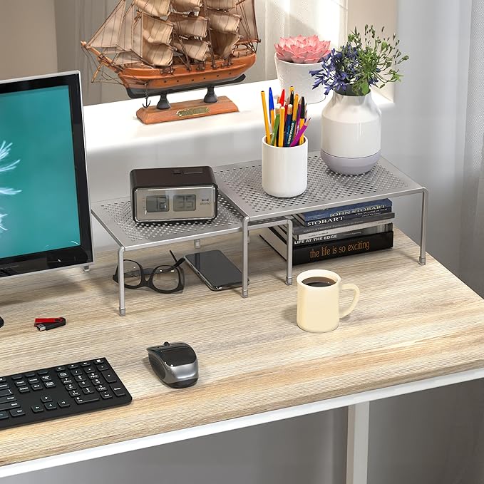 Deco Brothers Expandable Cabinet Shelf Organizer for Kitchen Cabinet and Counter, Grey-NeatNest