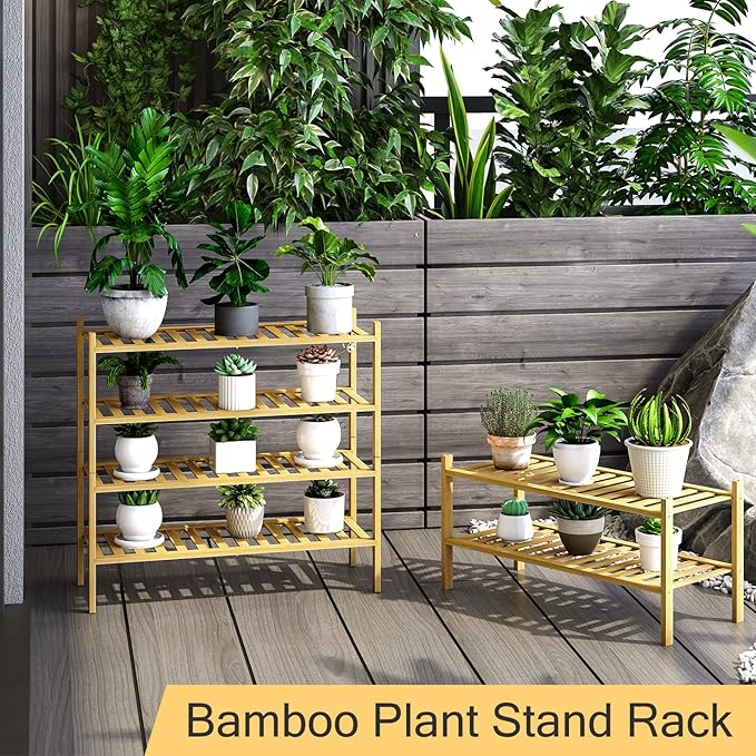 4-Tier Bamboo Shoe Rack for Entryway, Stackable | Heavy Duty | Multi-Function, Free Standing Shoe Racks for Bedroom Hallway Closet-NeatNest