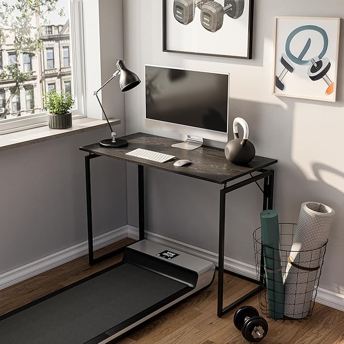 Folding Desk 40 Inch - Small Foldable Desk for Small Space Minimalist, Space Saving Collapsible Compact Desk Portable Table for Craft, Writing, Study and Work (No Assembly Required)-NeatNest