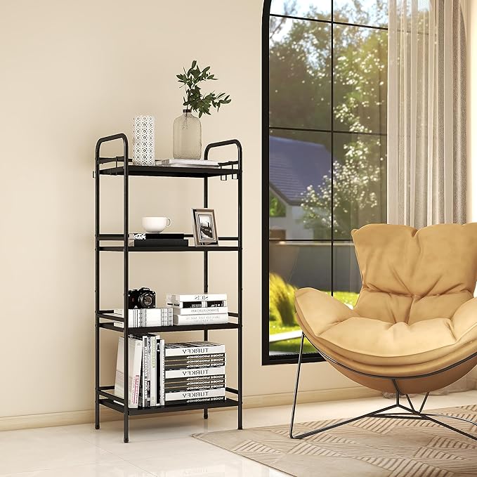 HDANI Storage Shelves, 4-Tier Metal Storage Rack with Shelf,Shelf Organizer,Garage Standing Shelving Unit for Laundry,Bathroom,Kitchen,Pantry, Closet,23.6''W X 13.8''D X 50 H''H,Black