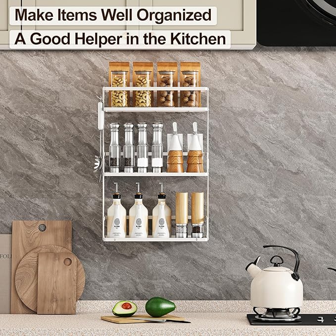 Godboat Bathroom Organizers and Storage, 3-Tier Over The Toilet Storage, Wall Shelf with Paper Holder and 2 Hooks, No Drilling Cool Decor and Home Decor, Gifts for Women, Mom, Mothers Day (White)-NeatNest