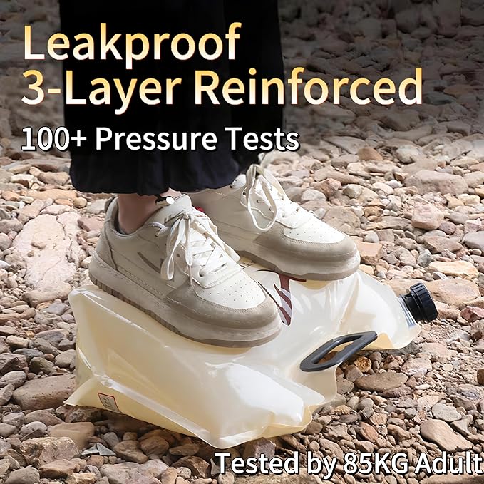 Collapsible 2-Gallon Water Jug Portable Camping Bag with Leak-Proof Spigot Durable BPA-Free 8L Collapsible Water Container for Hiking Camping Emergency Prep (Beige)-NeatNest