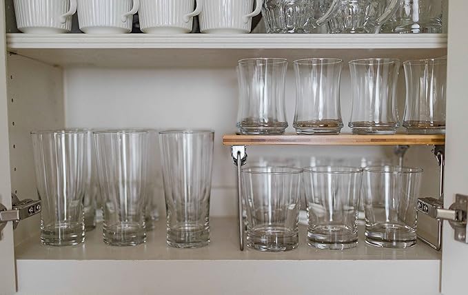 Internet's Best - Stacking Utility Shelf - Bamboo - 2 Shelves - Kitchen Cabinet Closet Organizer and Storage - Small-NeatNest