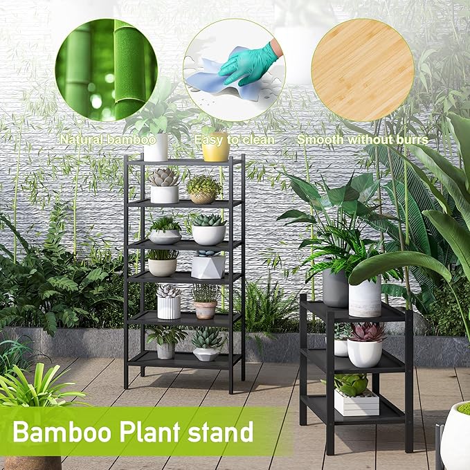 BMOSU 3-Tier Bamboo Small Shoe Rack Premium Stackable Shoe Shelf Storage Organizer for Hallway Closet Living Room Entryway Organizer(Black)-NeatNest