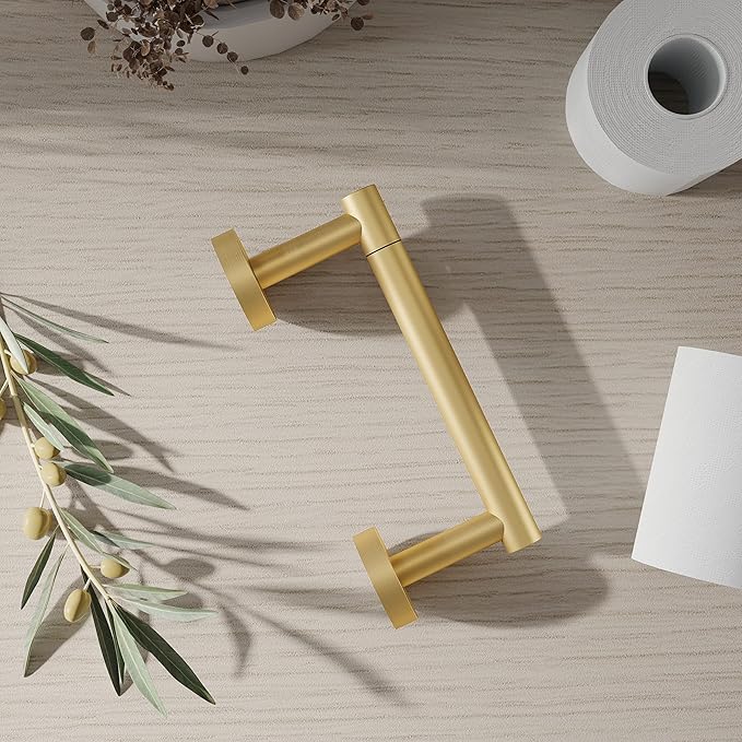 Gold 2 Pack Toilet Paper Holder SUS304 Stainless Steel Double Post Pivoting Toilet Paper Roll Holder Wall Mounted Toilet Tissue Holder for Commercial Bathroom RV