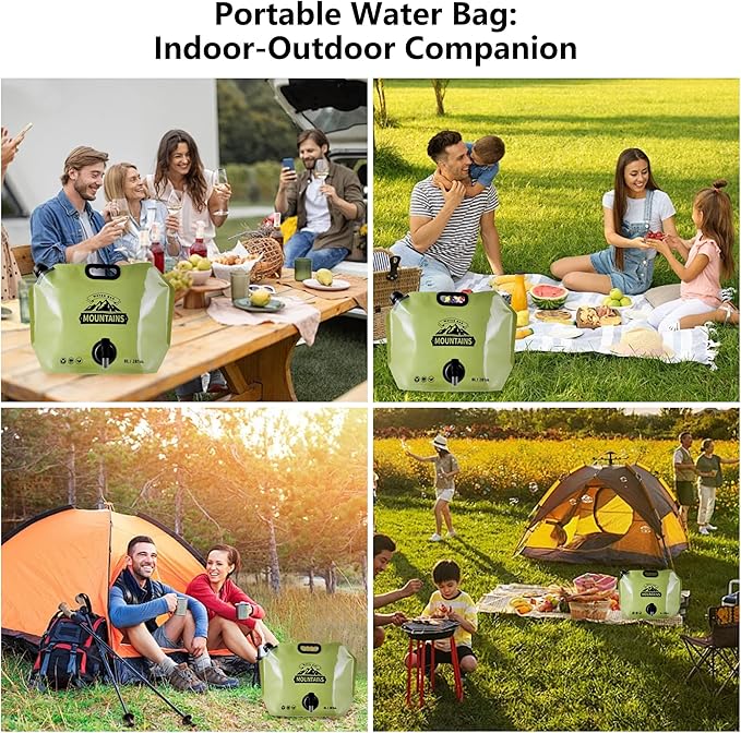 Collapsible 8L Water Storage Bag, BPA-Free Portable Folding Water Jug with Adjustable Faucet, Leakproof Emergency Water Bag for Camping, Hiking, Riding, Outdoor Sport (GREEN, 4)-NeatNest