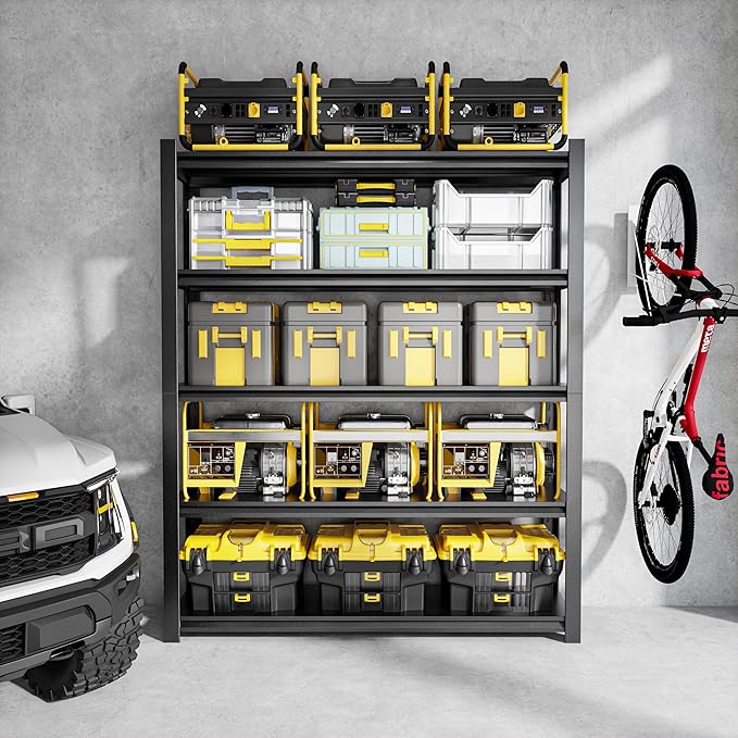 32" W Garage Shelving,5-Tier Heavy Duty Shelving Unit,3000LBS Adjustable Metal Storage Shelves,Storage Rack Units for Industrie,Shed,Warehouse,Basement,Black,32" W x 16" D x 63" H-NeatNest