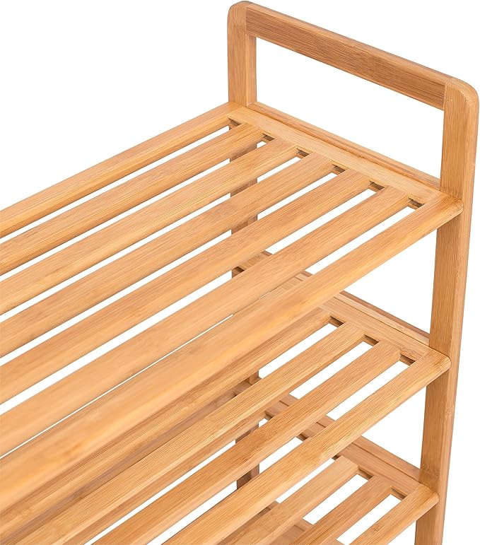 BirdRock Home Free Standing Bamboo Shoe Rack | 6 Tier | Wood | Closets and Entryway | Organizer | Fits 18 Pairs of Shoes-NeatNest