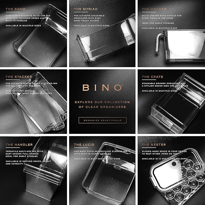 BINO | Clear Storage Organizer, Medium | THE HOLDER COLLECTION | Clear Containers for Organizing with Built-in Handles | Pantry Organization and Storage | Fridge Organizer | Smart Bin Cabinet-NeatNest