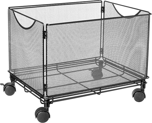 Safco Onyx Rolling Cart Desktop Tub File, Fits Letter-Size Hanging Folders, Collapsible Desk Organizer, Durable Steel Mesh Construction, Black