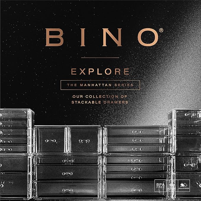 BINO THE MANHATTAN SERIES Acrylic Makeup Drawer Organizer- 4 Drawers | Clear Beauty Organizers and Storage| Cosmetic & Drawer| Home Organization| Jewelry Vanity Accessories-NeatNest