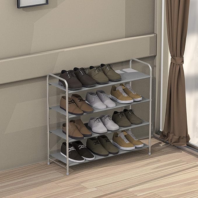 Simple Houseware 4-Tier Shoe Rack Storage Organizer 20-Pair, Grey-NeatNest