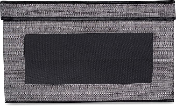 Internet's Best Storage Box with Window - Durable Storage Bin Basket Containers with Lids and Handles - Clothes Nursery Toys Organizer - Grey-NeatNest