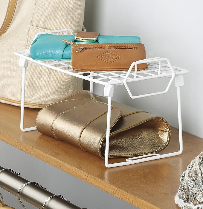 Whitmor Wire Grid Stacking Shelf Small, White-NeatNest